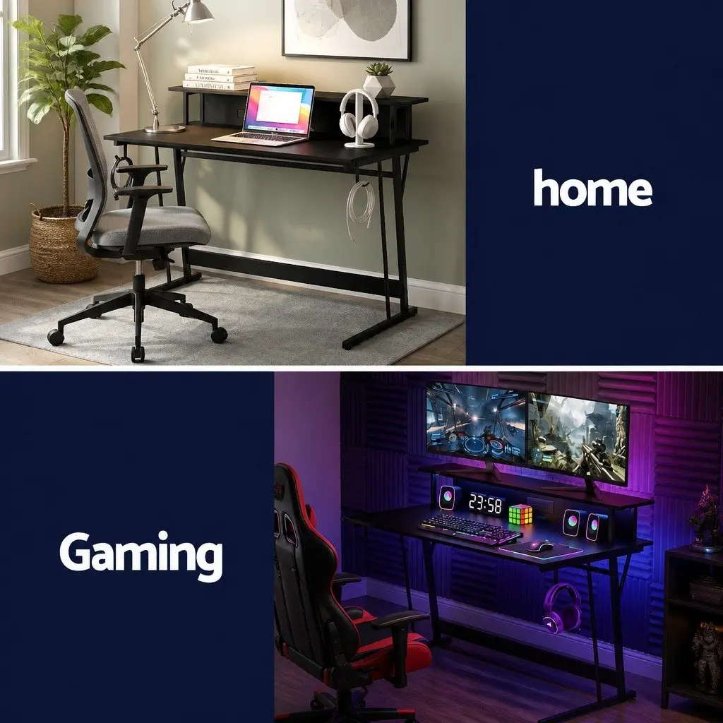 Gaming Desk Carbon Fibre Particle Board 120cm Black