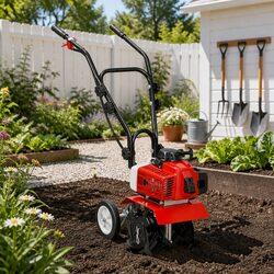 Premium Hand-Held Garden Tiller 63cc 2-Stroke Motor