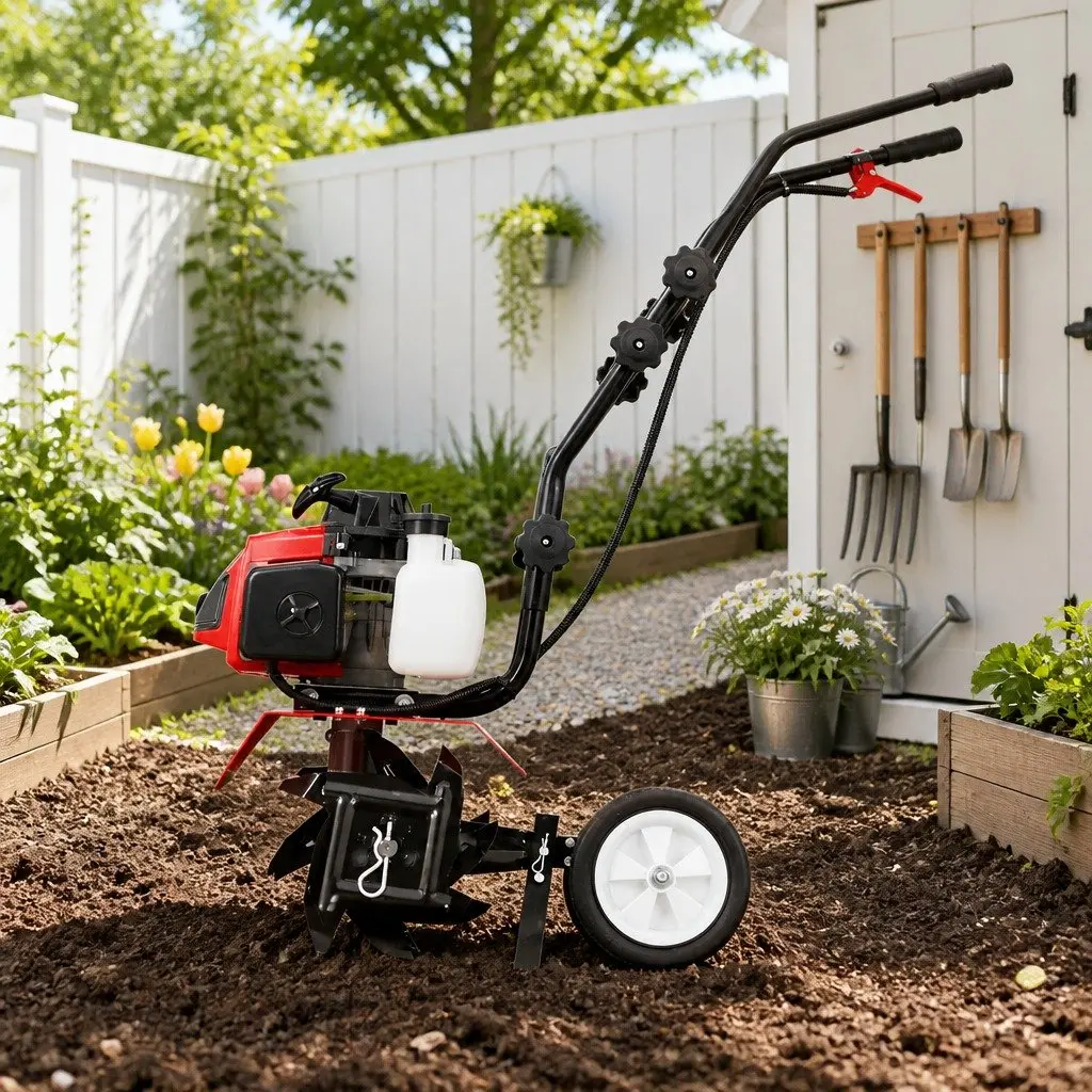 Hand-Held Garden Tiller 63cc 2-Stroke Motor