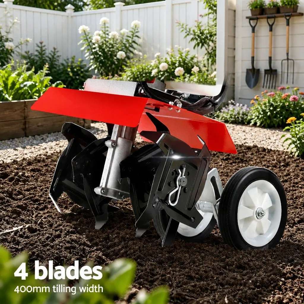 Hand-Held Garden Tiller 63cc 2-Stroke Motor