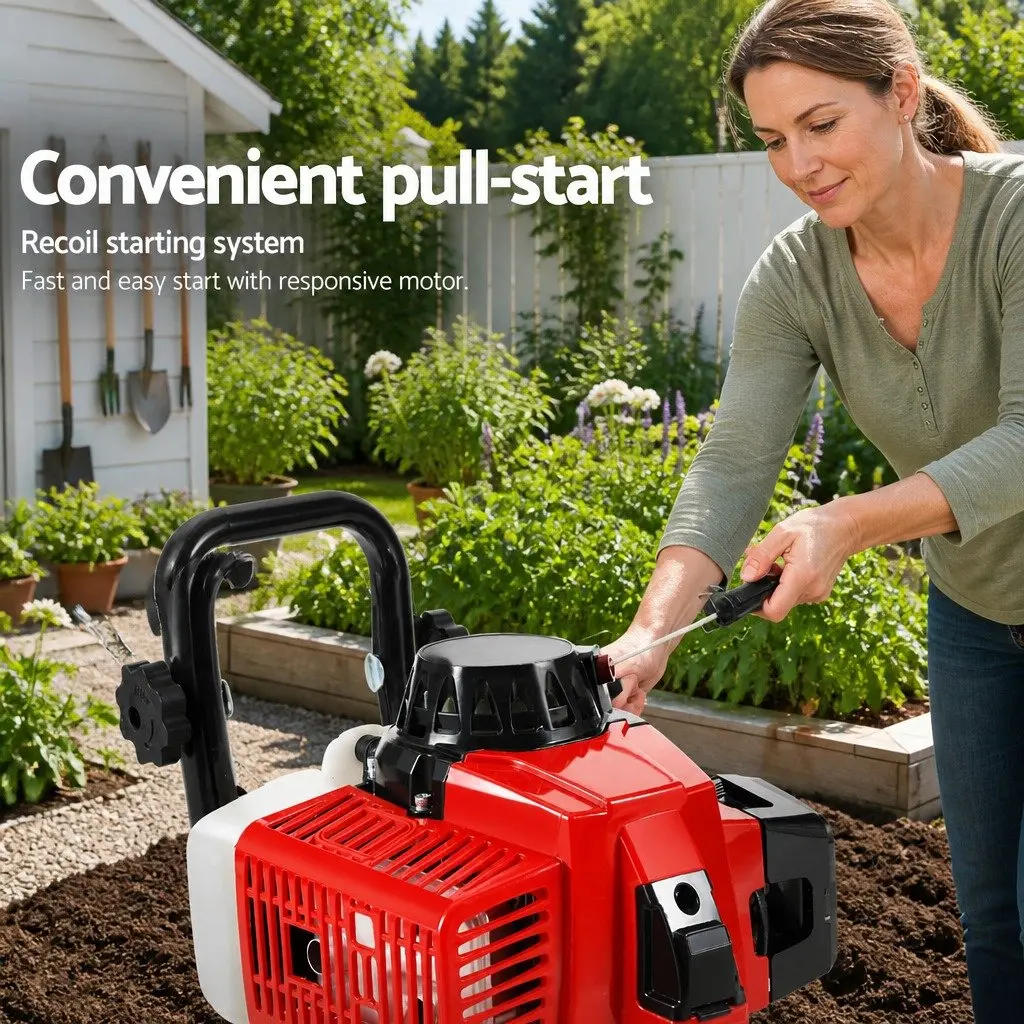 Hand-Held Garden Tiller 63cc 2-Stroke Motor