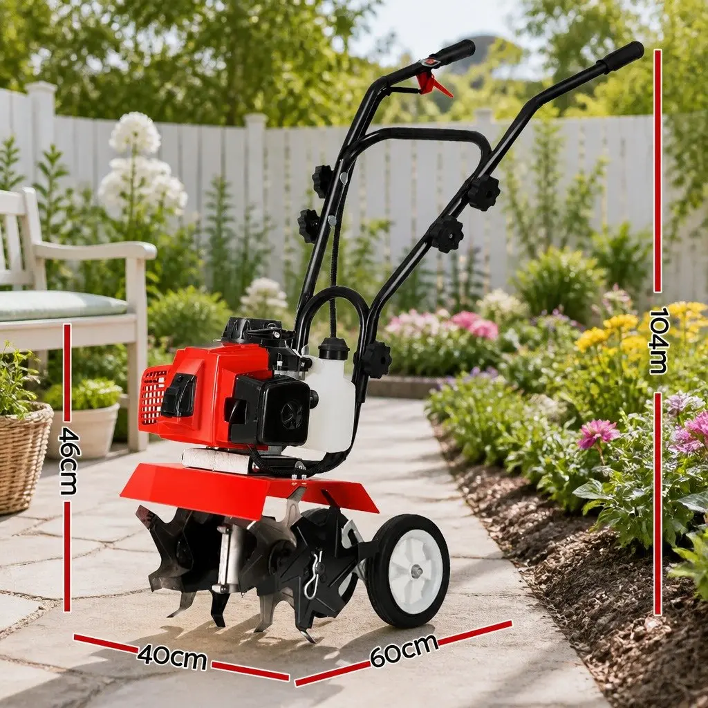 63cc Hand-held Garden Tiller with Durable 4 Blades