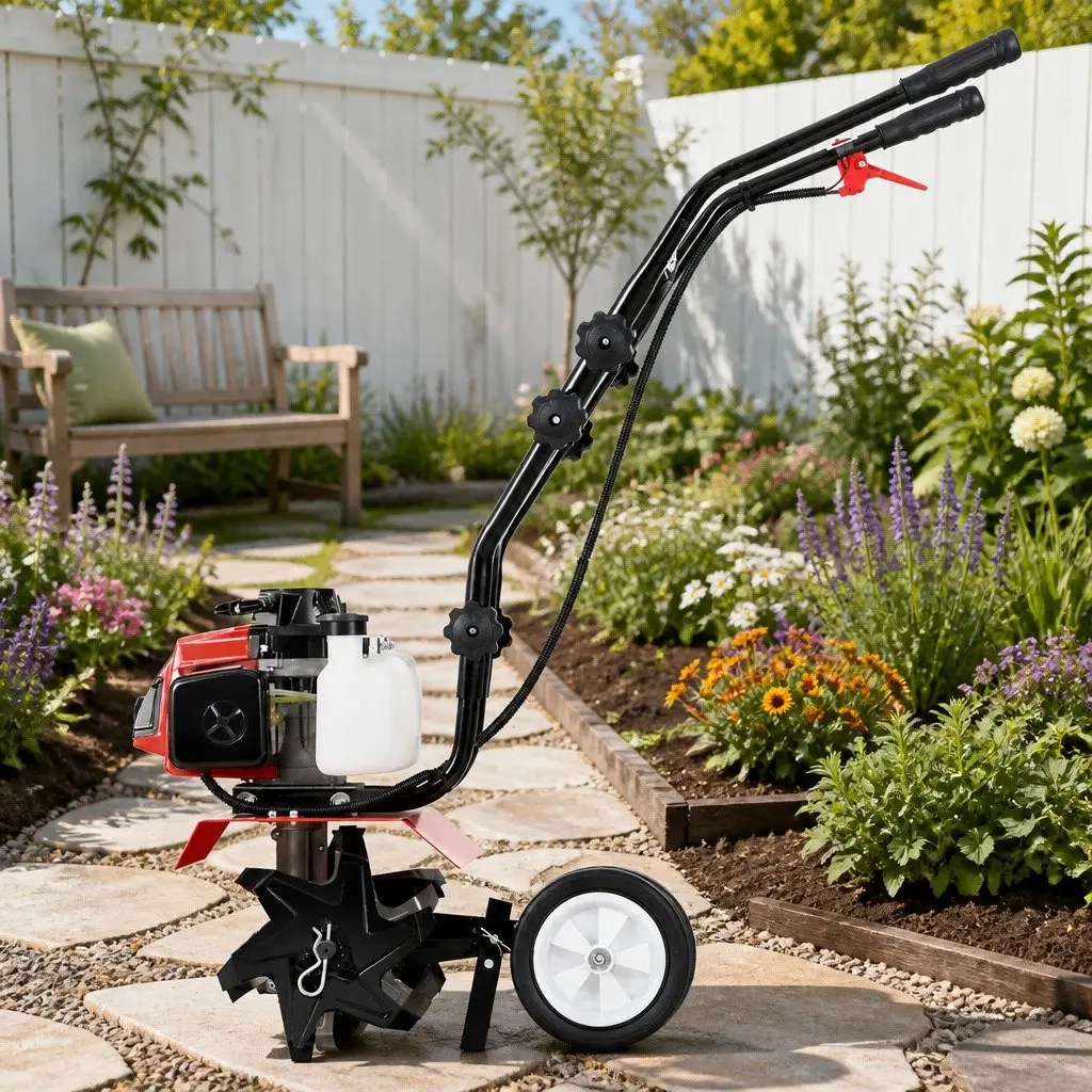 63cc Hand-held Garden Tiller with Durable 4 Blades