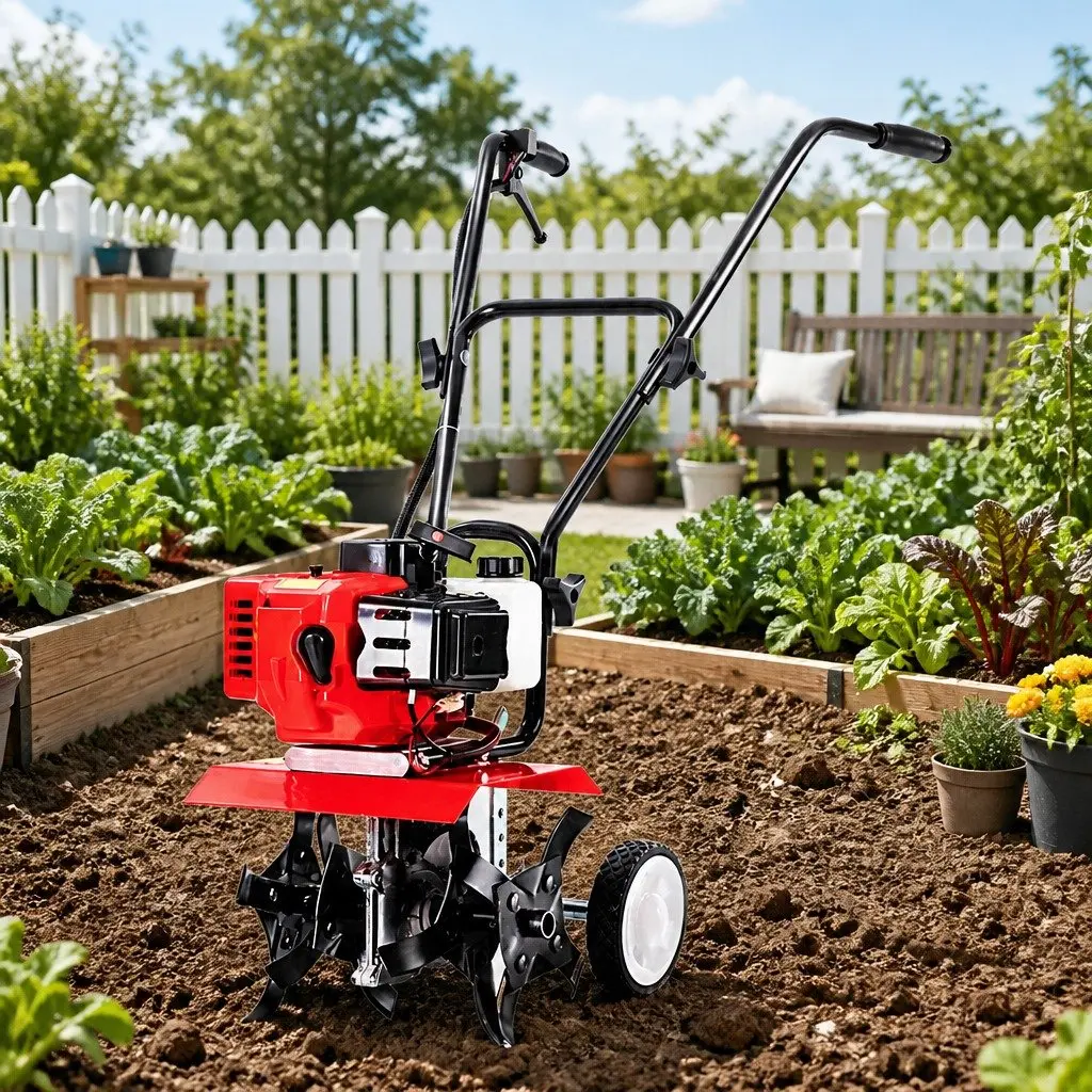 65cc Petrol Tiller Rototiller Garden Cultivator 4 Blades Soil Rotary Hoe Power