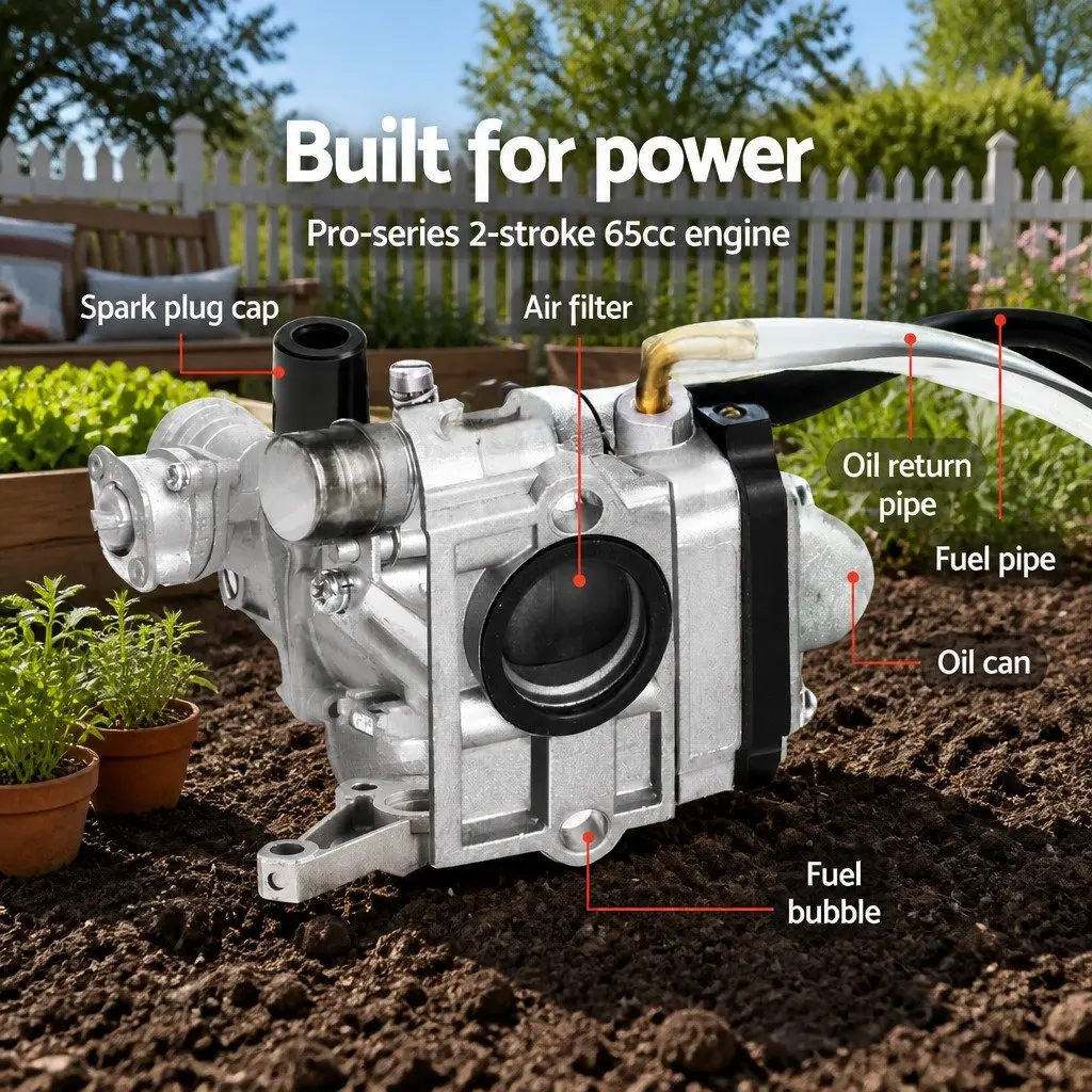 65cc Petrol Tiller Rototiller Garden Cultivator 4 Blades Soil Rotary Hoe Power