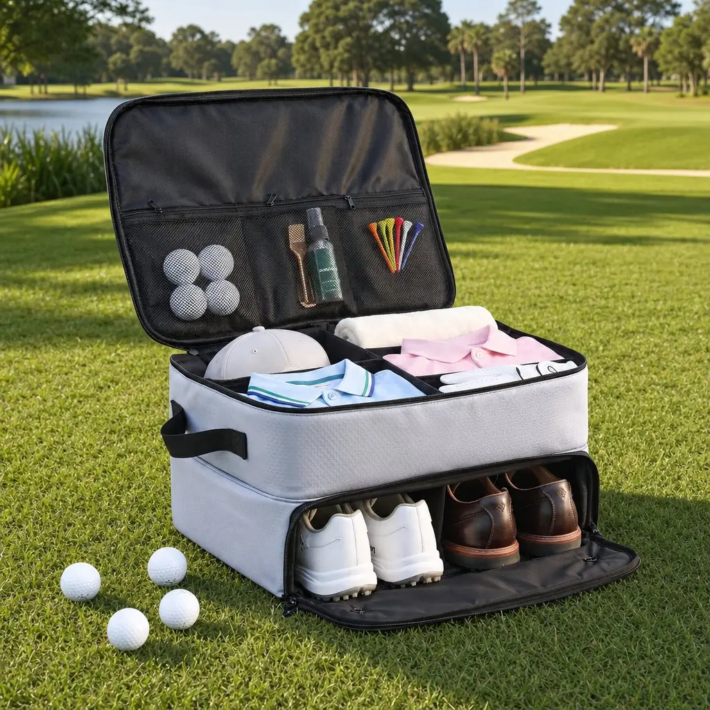 Golf Trunk Organizer with 2-Tier Shoe Compartment