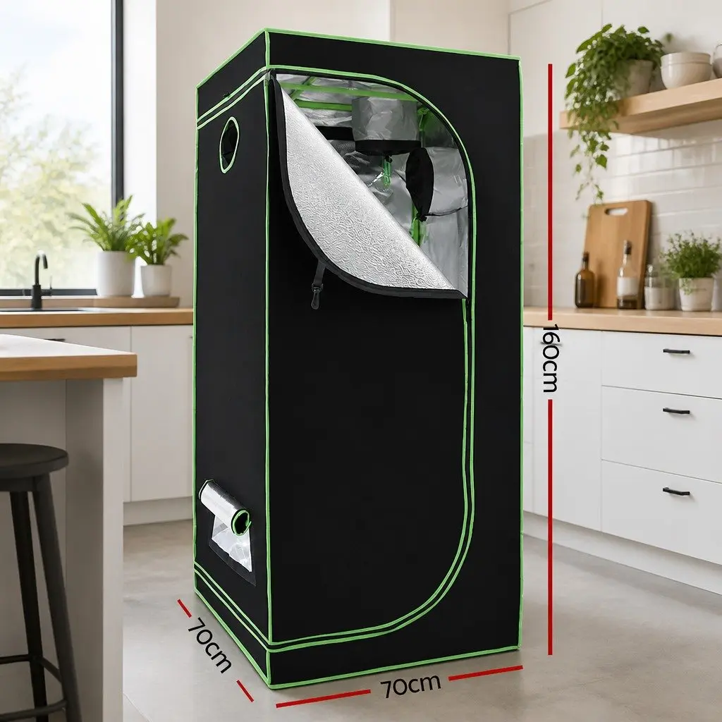 Grow Tent 70x70x160cm Powder Coated Steel 1680D Oxford Cloth Black and Green