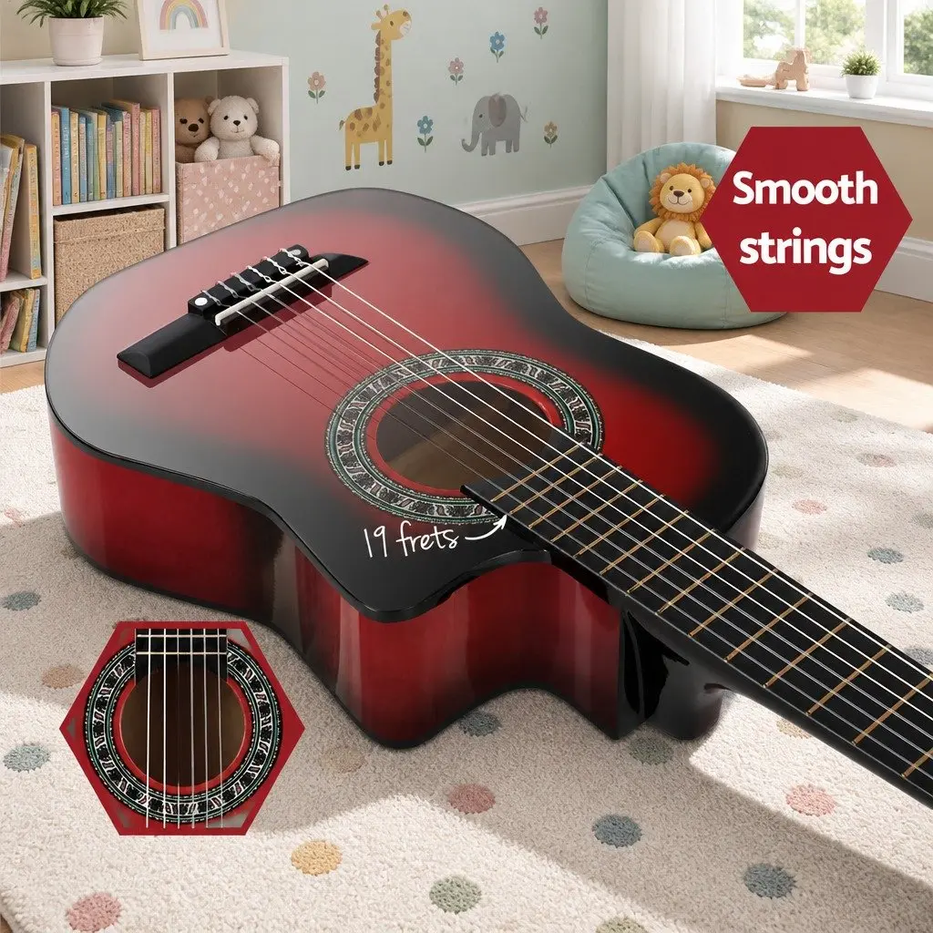 34 Inch Classical Guitar Wooden Body Nylon String Red