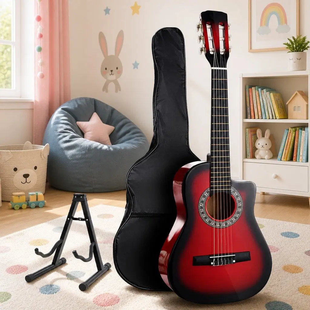 34 Inch Classical Guitar Wooden Body Nylon String Red