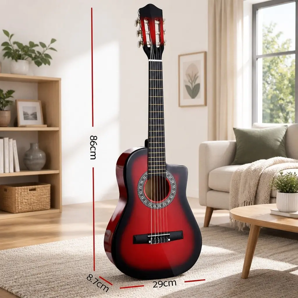 Classical Guitar Nylon String 34 Inch Wooden Body Red