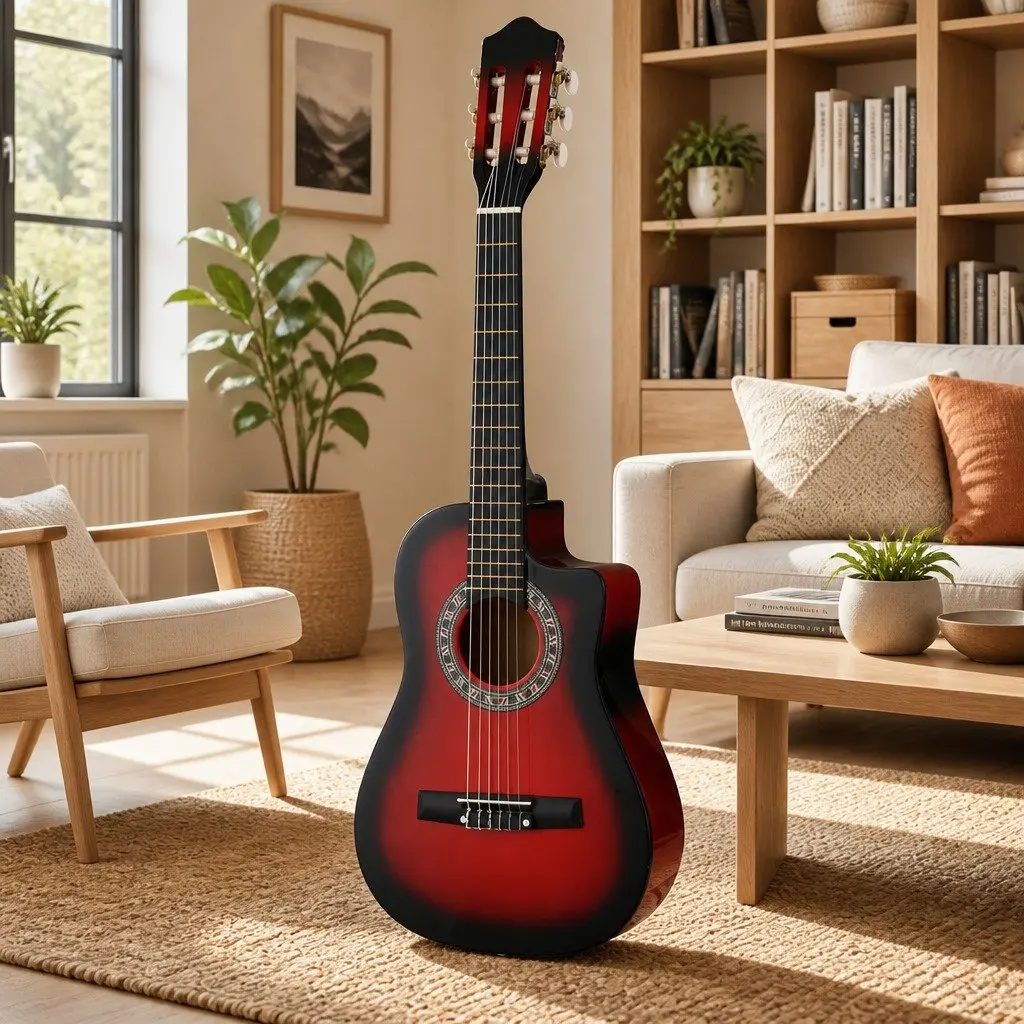 Classical Guitar Nylon String 34 Inch Wooden Body Red