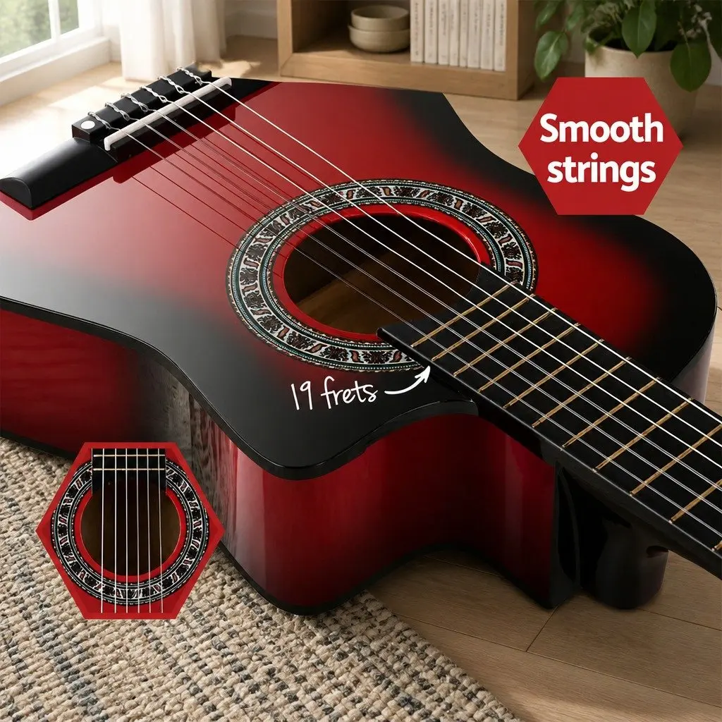 Classical Guitar Nylon String 34 Inch Wooden Body Red