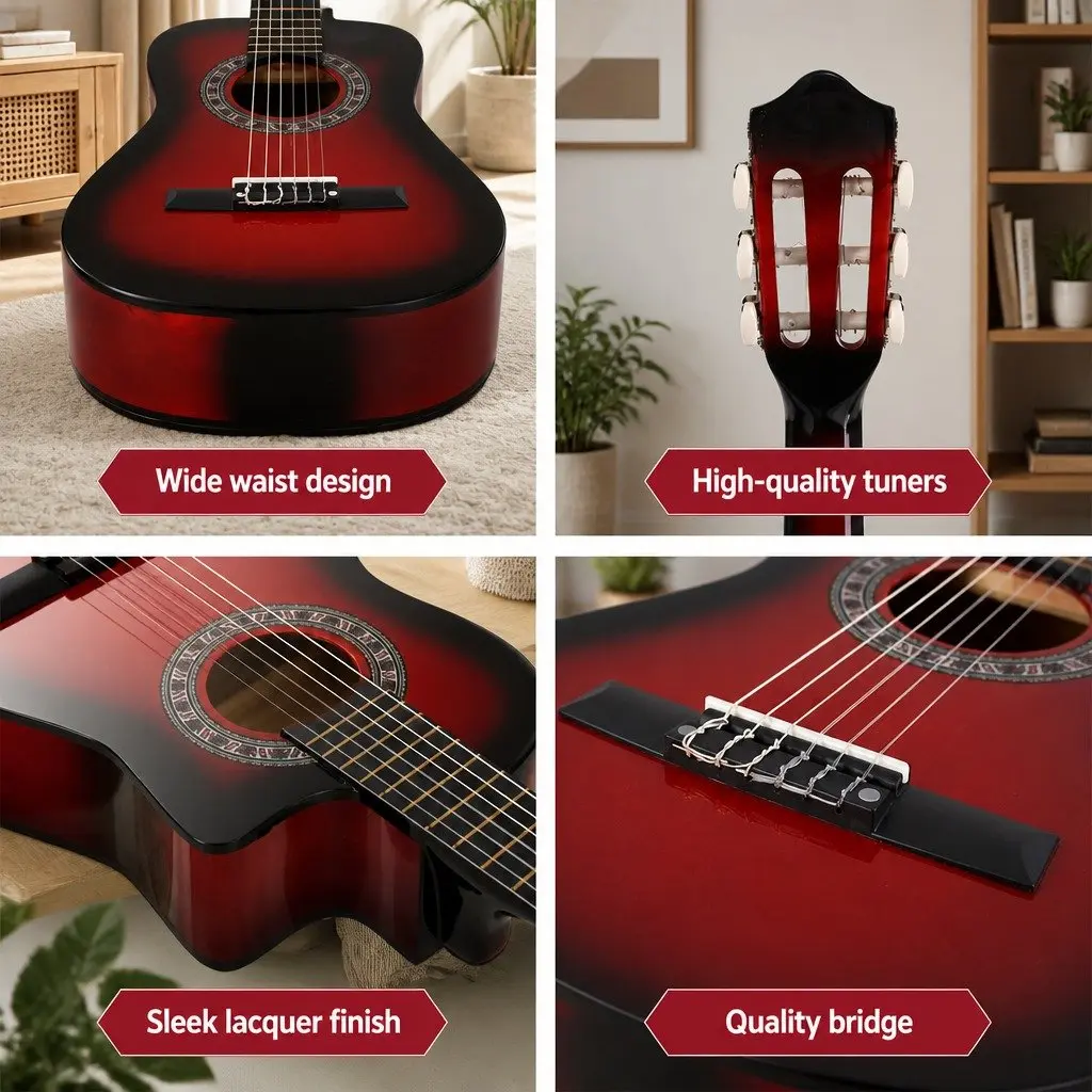 Classical Guitar Nylon String 34 Inch Wooden Body Red