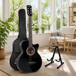 Premium 38 Inch Black Cutaway Acoustic Guitar