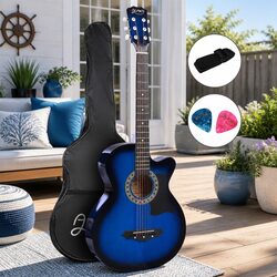 38 Inch Blue Cutaway Acoustic Guitar for Beginners