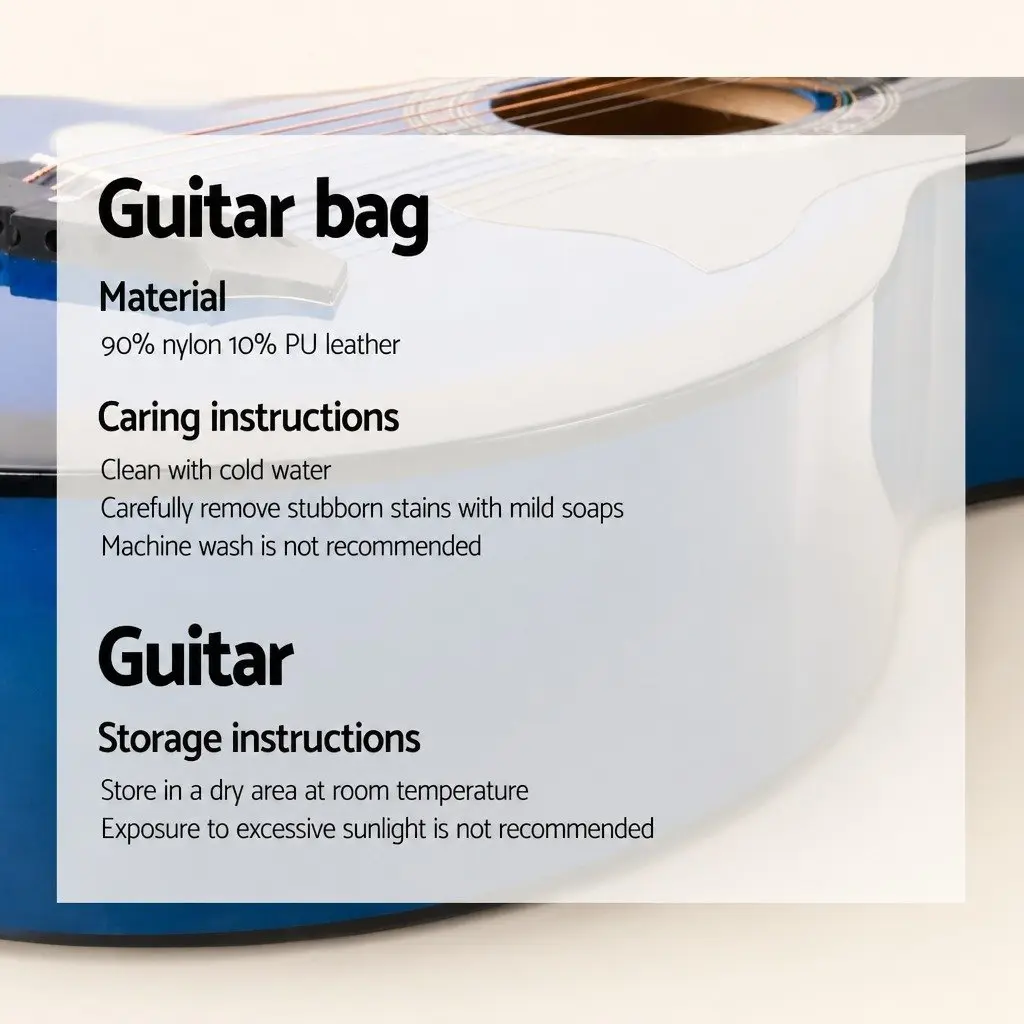 38 Inch Acoustic Guitar Steel String Blue Wooden Body