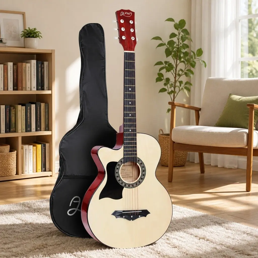 38 Inch Full Size Left Handed Acoustic Guitar with Cutaway
