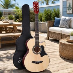 38 Inch Full Size Cutaway Acoustic Guitar with Steel Strings
