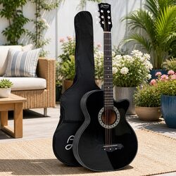 38 Inch Black Acoustic Cutaway Guitar for Right-Handed Players
