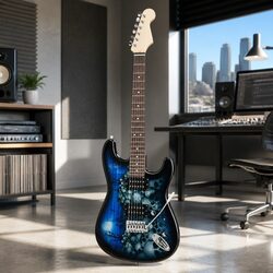 41 Inch Blue Skull Electric Guitar with Humbucker Pickup