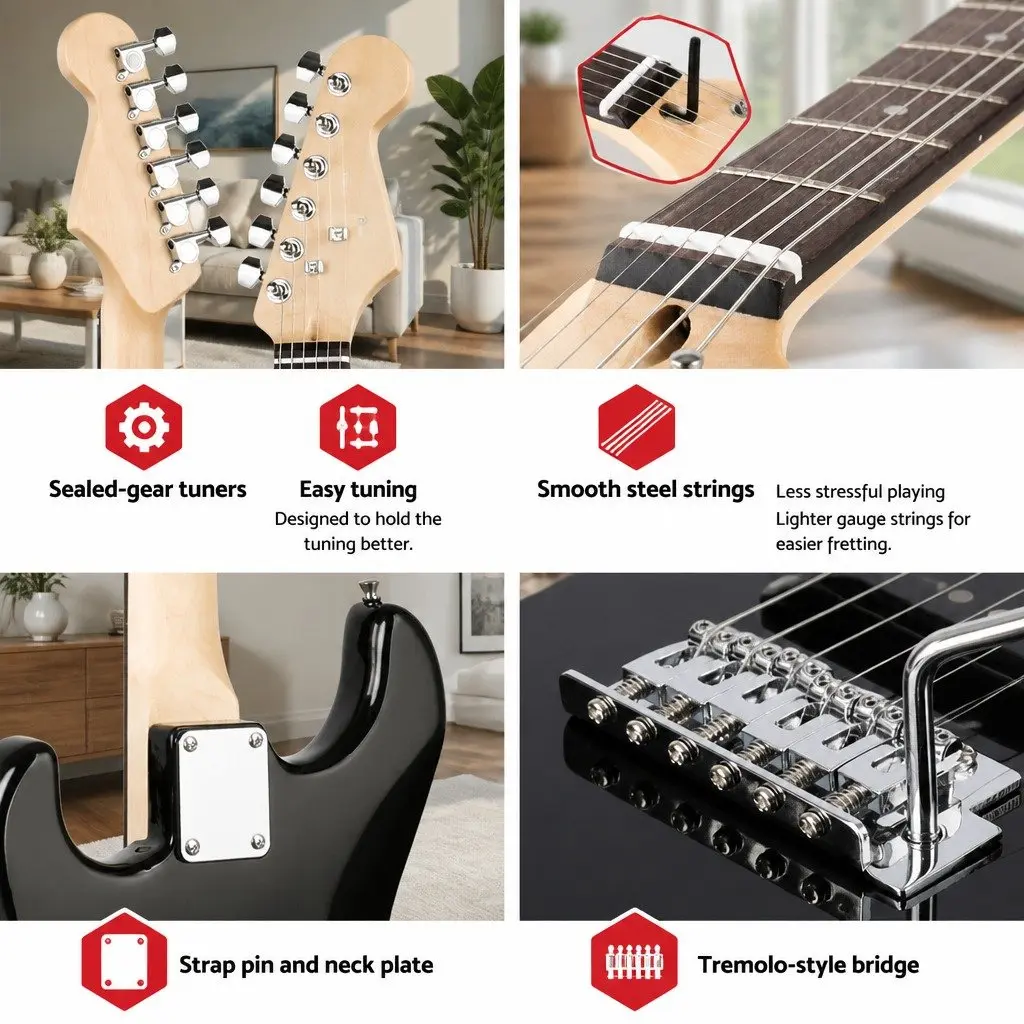 Electric Guitar Poplar 41 Inch Black with Humbucker Pickups 3-Way Switch