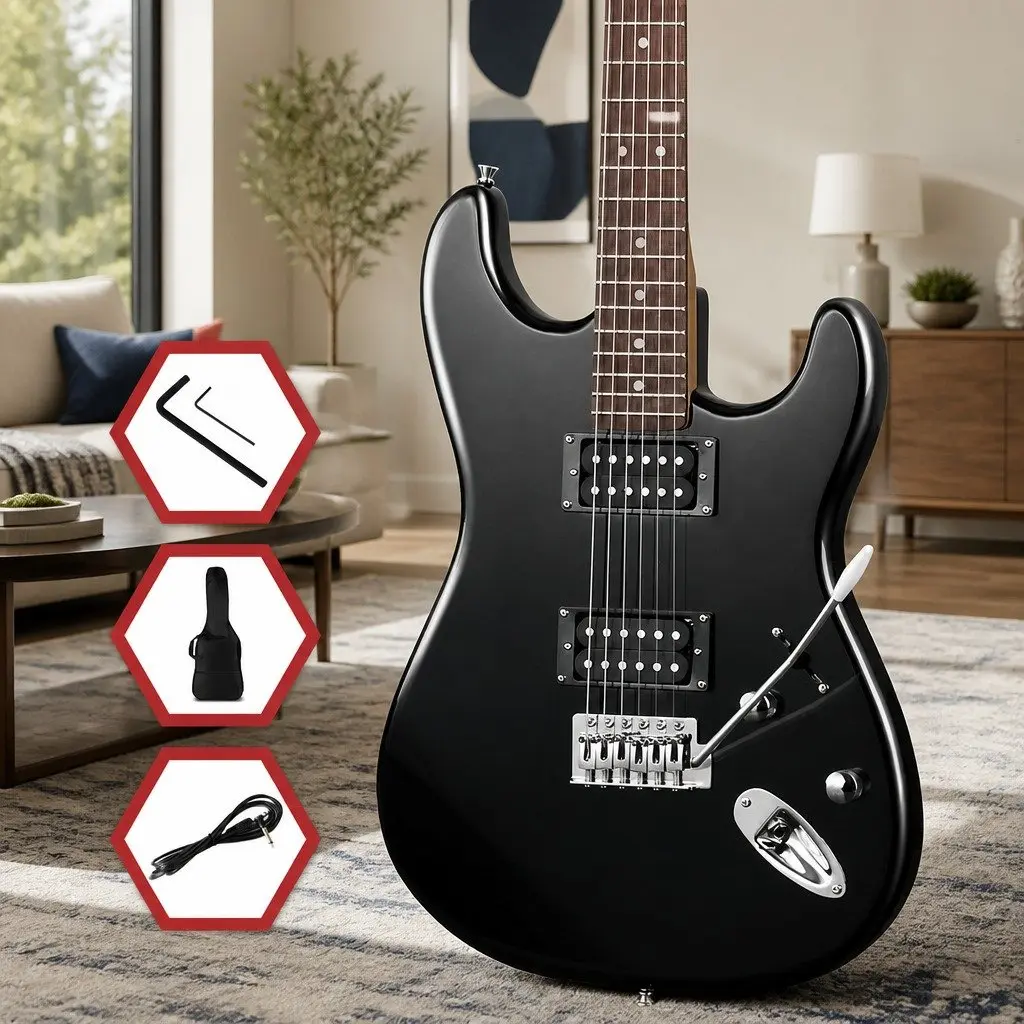 Electric Guitar Poplar 41 Inch Black with Humbucker Pickups 3-Way Switch