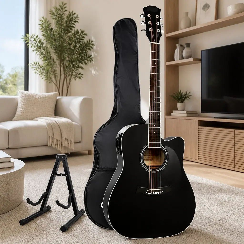41 Inch Cutaway Acoustic Guitar with Stand