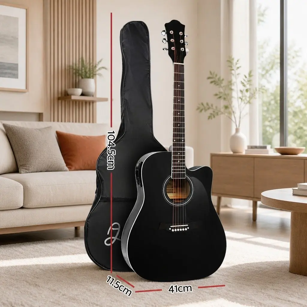 41 Inch Acoustic Guitar Laminated Linden Black