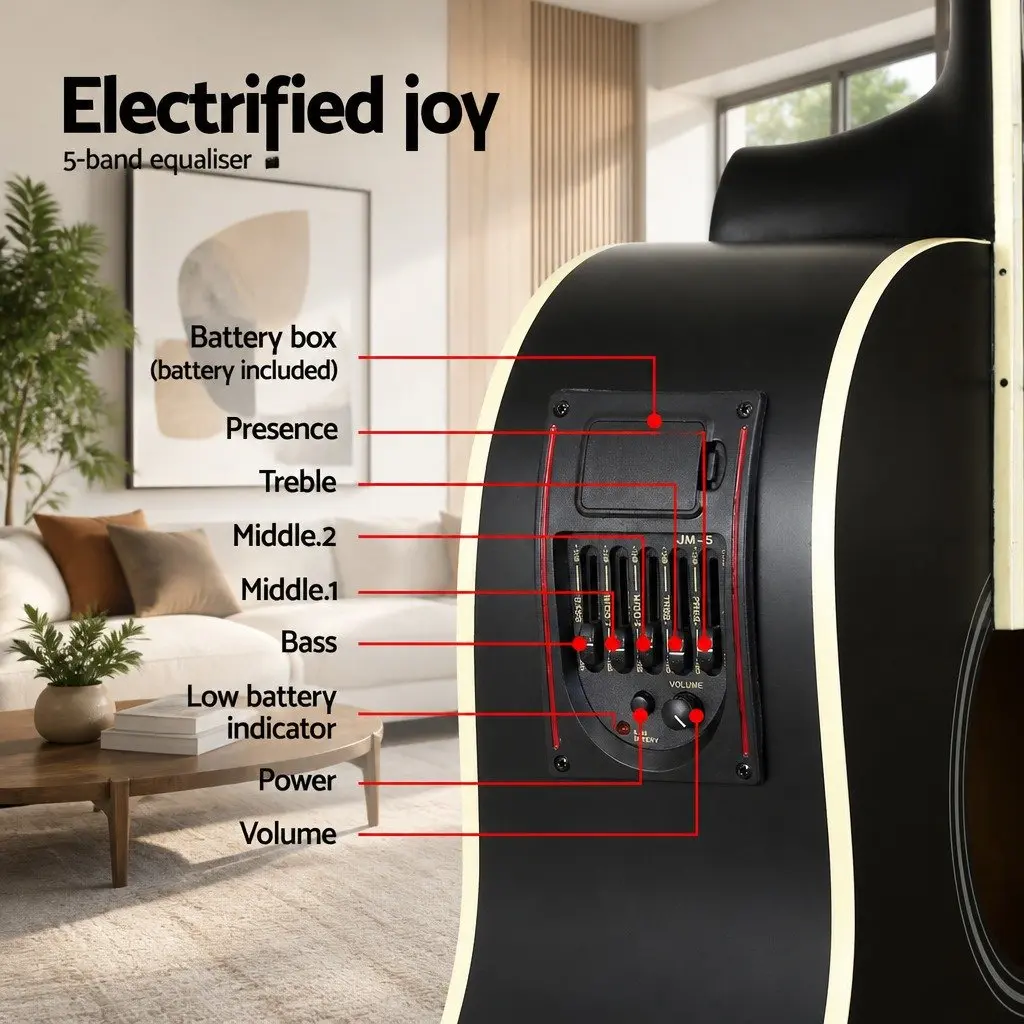41 Inch Acoustic Guitar Laminated Linden Black