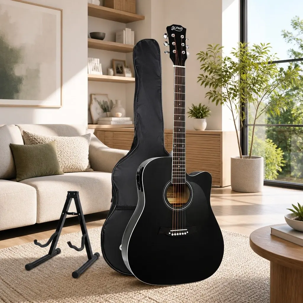 41 Inch Acoustic Guitar Laminated Linden Black