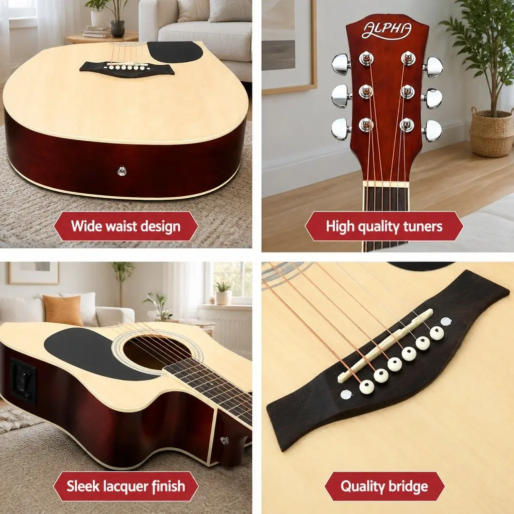 41 Inch Acoustic Guitar 5-Band EQ Cutaway Electric Output Stand Included