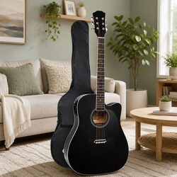 41 Inch Black Cutaway Acoustic Guitar with 5-Band EQ