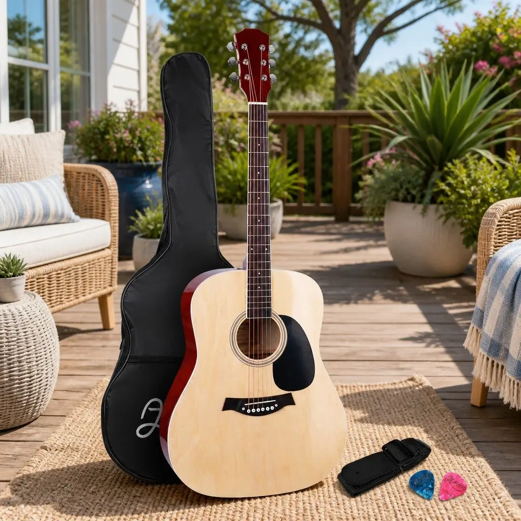 41 Inch Natural Wood Dreadnought Acoustic Guitar