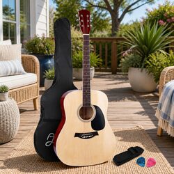 41 Inch Natural Wood Dreadnought Acoustic Guitar