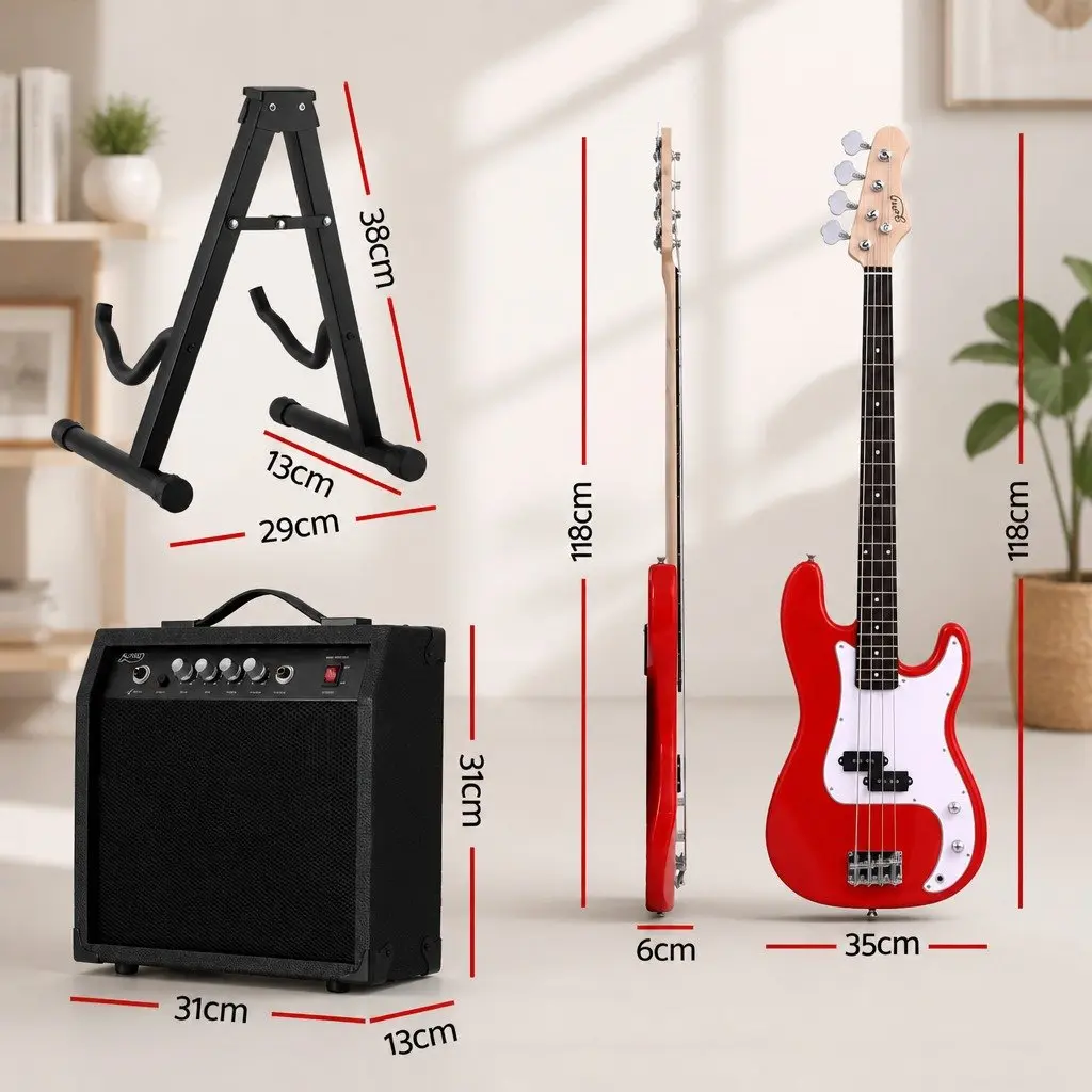 Electric Guitar Basswood 47 Inch Red and White with 40W Amplifier Stand Strap Picks