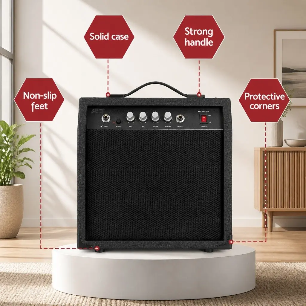40W Portable Bass Guitar Amplifier Compact Black