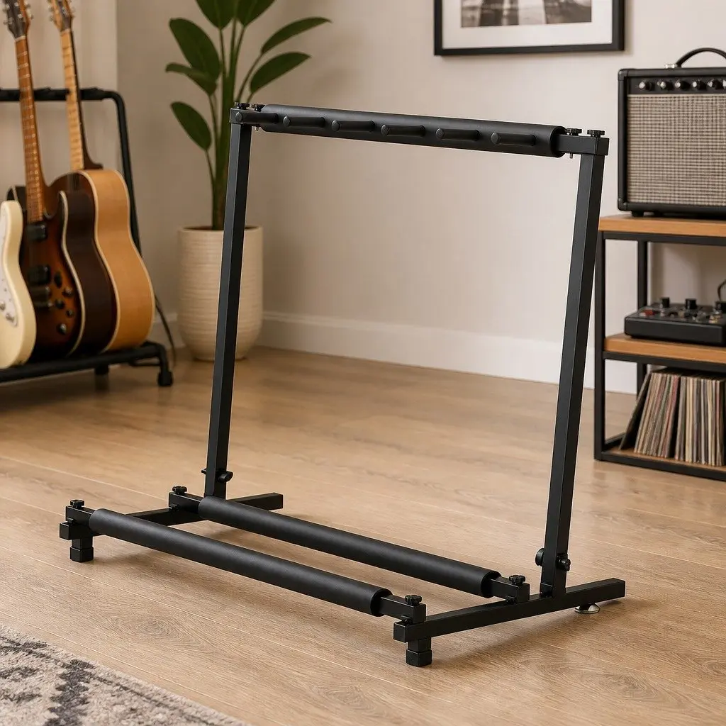 Guitar Stand Iron Black 5 Guitar Folding Rack Holder Display Storage