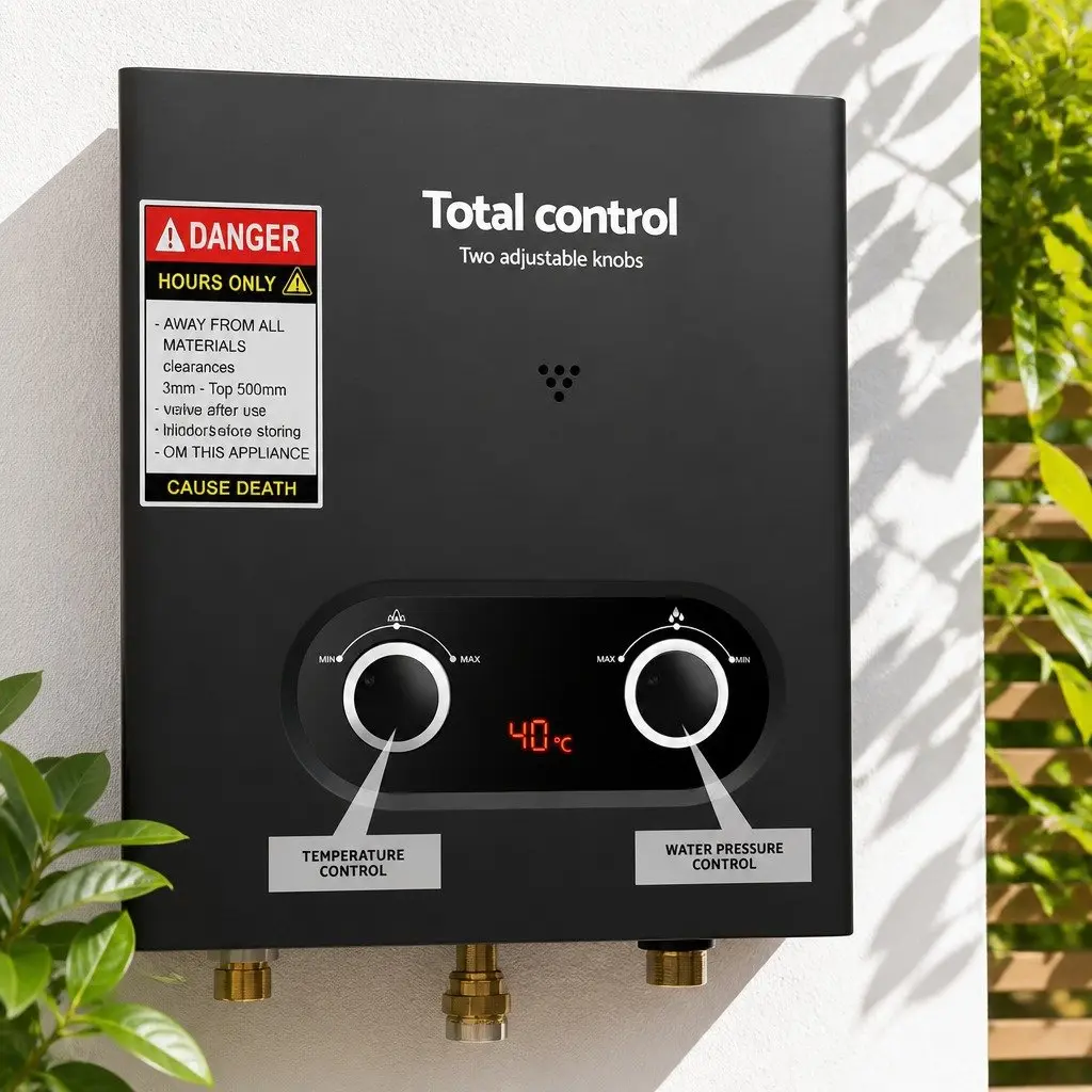 Portable Gas Water Heater LPG Outdoor Shower System Black
