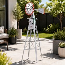 4FT Garden Windmill with Weathervane and 12 Blades