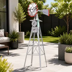 4FT Garden Windmill with Weathervane and 12 Blades