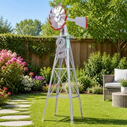 High-Quality 6FT Garden Windmill with Weathervane