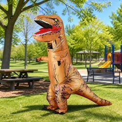 Brown Inflatable T-Rex Costume for Adults - Fun Party Wear