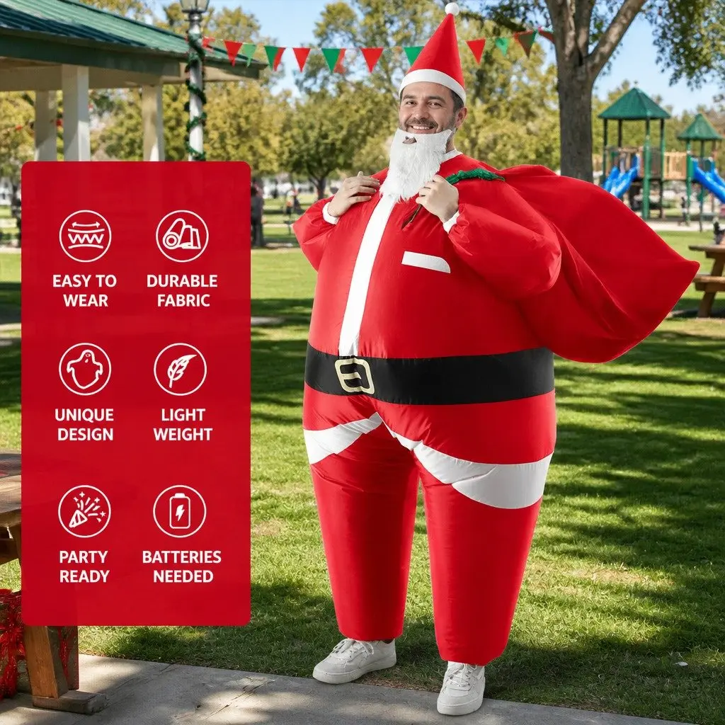 Inflatable Costume Polyester Adult Unisex Red Santa Claus