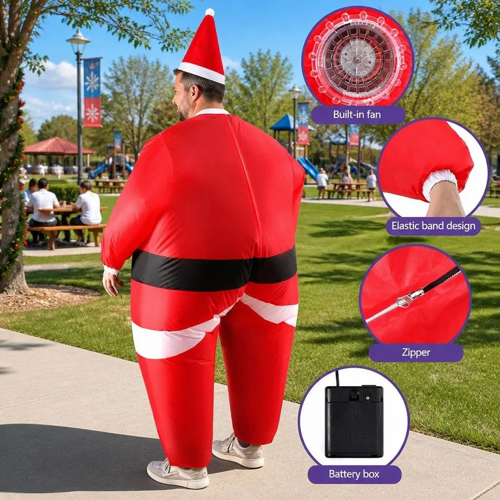 Inflatable Costume Polyester Adult Unisex Red Santa Claus