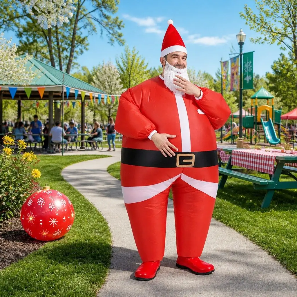 Inflatable Costume Polyester Adult Unisex Red Santa Claus