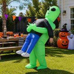 Inflatable Green Alien Costume for Adults - Halloween Fun