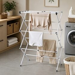 Foldable Clothes Rack Portable Airer Drying Stand 11 Hanging Rods No Assembly