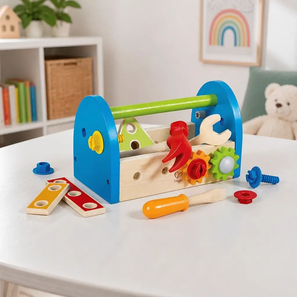 17pc Kids Wooden Tool Box for Creative Play