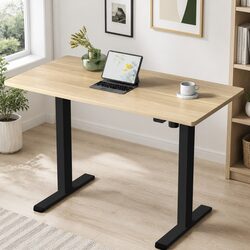 Electric Adjustable Height Desk Frame with Oak Top 140cm
