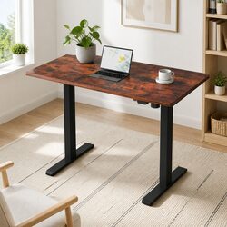 Black and Brown Motorised Standing Desk Frame for Ergonomics